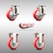 Service Caster 4 Inch 316SS Red Polyurethane Swivel Top Plate Caster Brake 2 Rigid SCC, 2PK SCC-SS31620S414-PPUB-RED-TLB-2-R-2 - alternate 3